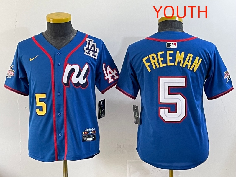 Youth 2025 Los Angeles Dodgers #5 Freeman Blue Nike 2025 MLB All Star Jersey style 003
